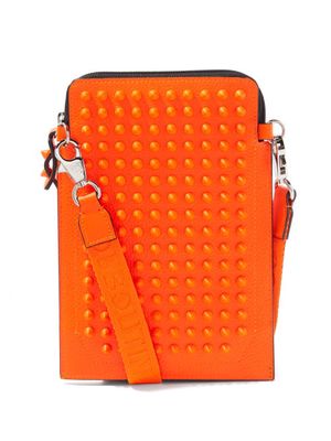 Christian Louboutin - Loubilab Spiked Leather Phone Pouch - Mens - Orange