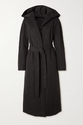 The Row - Paulita Hooded Belted Cotton-shell Coat - Black