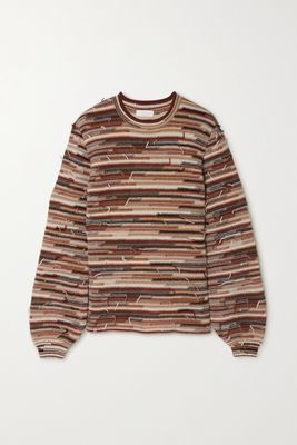 Chloé - Frayed Striped Cashmere And Wool-blend Sweater - Neutrals