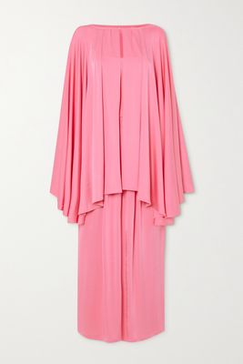 Racil - Ana Cape-effect Stretch-satin Jersey Maxi Dress - Pink