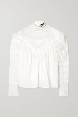 Isabel Marant - Giulia Crochet-trimmed Broderie Anglaise Cotton And Silk-blend Blouse - White