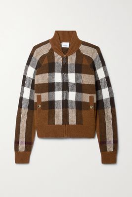 Burberry - Checked Wool And Cashmere-blend Bomber Jacket - Brown