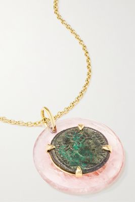 Dubini - Constantine 18-karat Gold, Rose Quartz And Bronze Necklace - one size