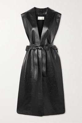 The Row - Anya Belted Leather Coat - Black