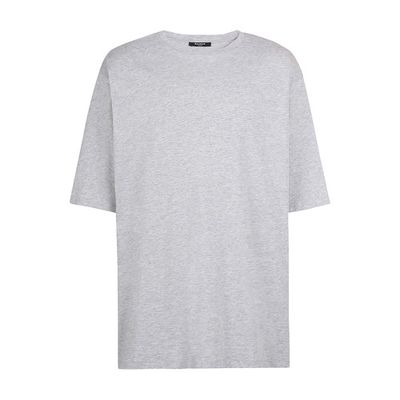 Oversized heather gray cotton T-shirt with print