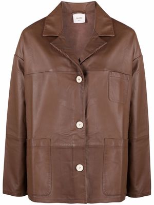 Alysi button-up leather jacket - Brown