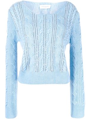ERMANNO FIRENZE stud-detail cable knit jumper - Blue