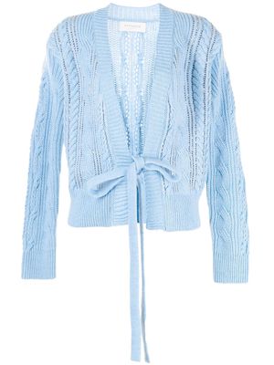 ERMANNO FIRENZE crystal-embellished cable knit cardigan - Blue
