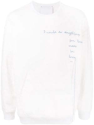 Ports V slogan-print crew neck sweatshirt - White