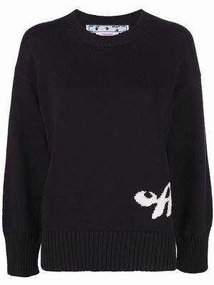 Off-White intarsia logo-knit jumper - Black