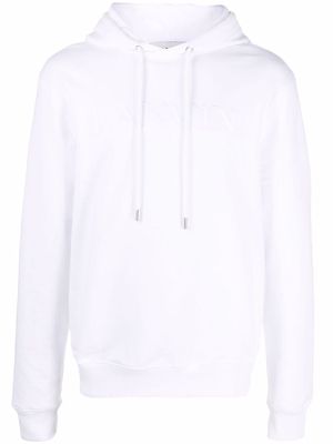 LANVIN embroidered-logo drawstring hoodie - White