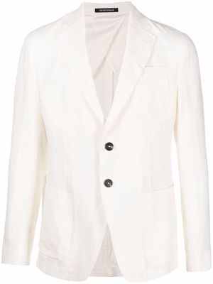Emporio Armani linen single-breasted blazer - White