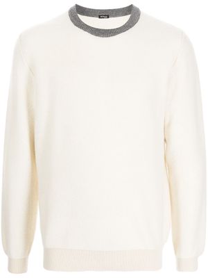 Kiton contrast-collar crewneck sweater - White