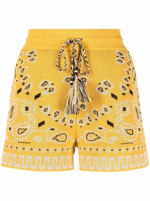 Alanui pique bandana-print shorts - Yellow