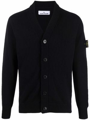 Stone Island logo-patch buttoned-front cardigan - Black