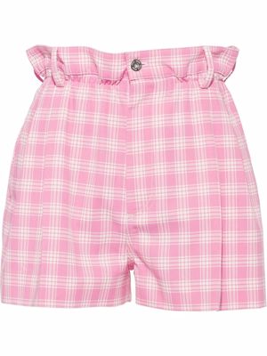 Miu Miu paperbag-waist checked shorts - Pink