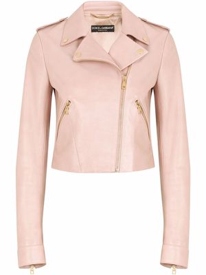 Dolce & Gabbana zip-up biker-jacket - Pink