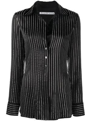Alexander Wang long-sleeved crystal-embellished shirt - Black