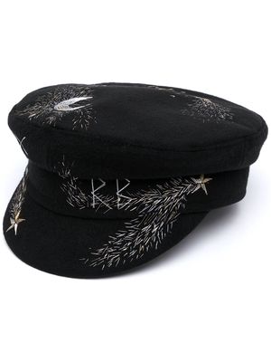 Ruslan Baginskiy star-embroidered baker boy cap - Black