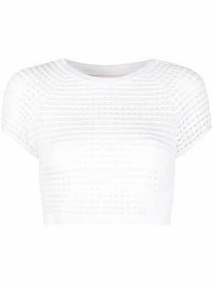 Genny open-knit cropped top - White