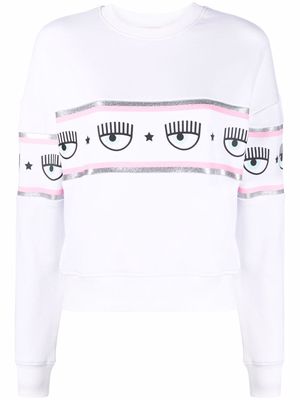 Chiara Ferragni glitter logo tape sweatshirt - White