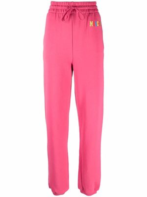 Moschino logo-print organic cotton sweatpants - Pink