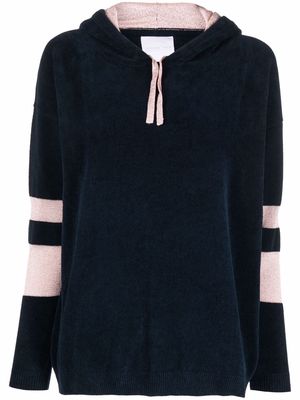 Antonella Rizza shimmer-panel velvet hoodie - Blue