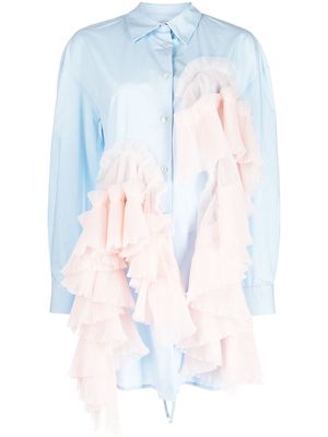 Act N°1 ruffle-trim longsleeved shirt - Blue