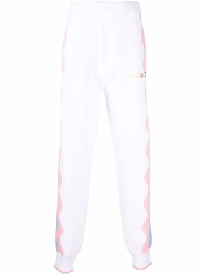 Casablanca wave-stripe knitted track pants - White
