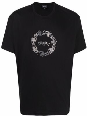 Just Cavalli Fire Circle-print short-sleeve T-shirt - Black
