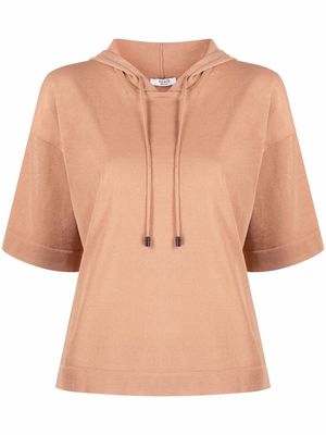 Peserico relaxed short-sleeve hooded top - Neutrals
