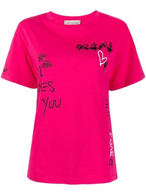 ERMANNO FIRENZE slogan-print cotton T-shirt - Pink