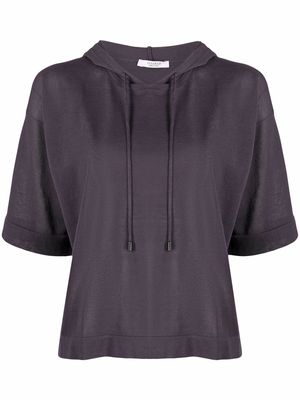 Peserico relaxed short-sleeve hooded top - Purple