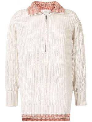 Agnona ribbed-knit zip-fastening jumper - White
