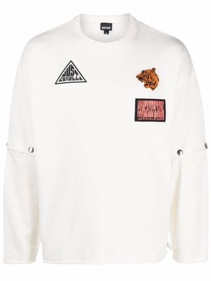 Just Cavalli logo-patch detachable-sleeves sweatshirt - White