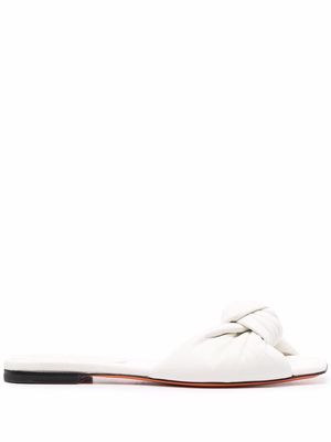 Santoni knot-strap leather slide sandals - White