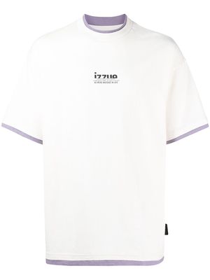izzue layered-effect logo-print T-shirt - White