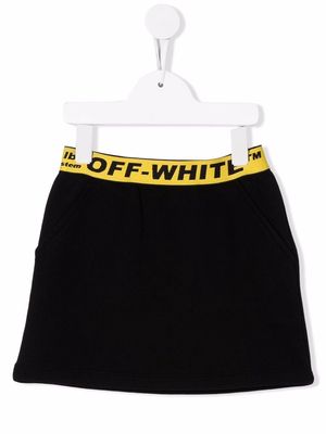 Off-White Kids logo-waistband sweat skirt - Black