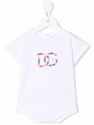 Dolce & Gabbana Kids embellished-logo short-sleeve bodysuit - White