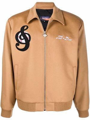 Just Don embroidered-logo zip-up jacket - Brown