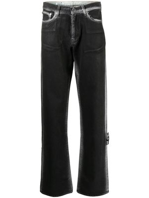 Off-White diagonal stripe print straight-leg jeans - 1001 BLACK WHITE
