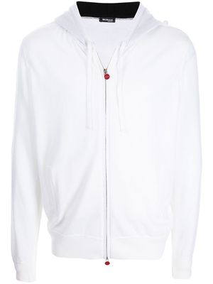 Kiton two-way zip cashmere hoodie - White