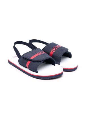 BOSS Kidswear logo-print slingback sandals - Blue