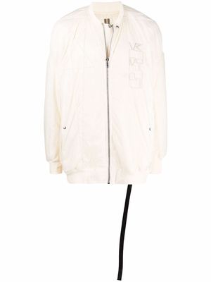 Rick Owens DRKSHDW embroidered-logo bomber jacket - Neutrals