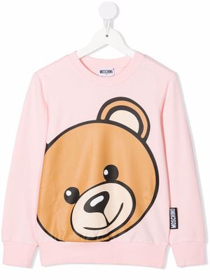 Moschino Kids teddy bear-print cotton sweatshirt - Pink