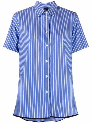Fay stripe-print short-sleeved shirt - Blue
