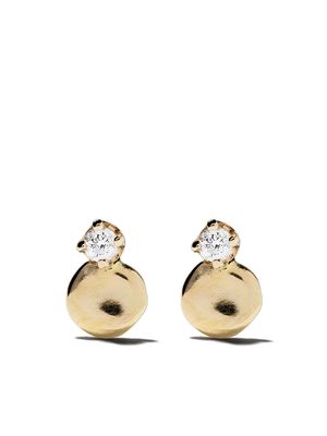 WWAKE 14kt gold diamond stud earrings - YELLOW
