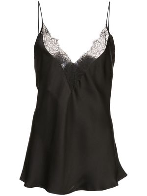 ANINE BING Taylor lace-trimmed silk cami top - Black