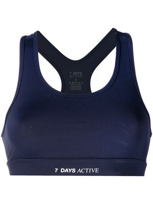 7 DAYS Active logo-print cropped bra - Blue