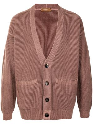 Agnona V-neck button-up cardigan - Brown